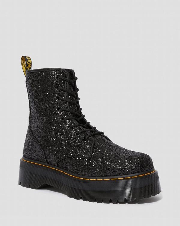 Dr Martens Dámské Boty Na Platformě Jadon Glitter Černé, CZ-508932